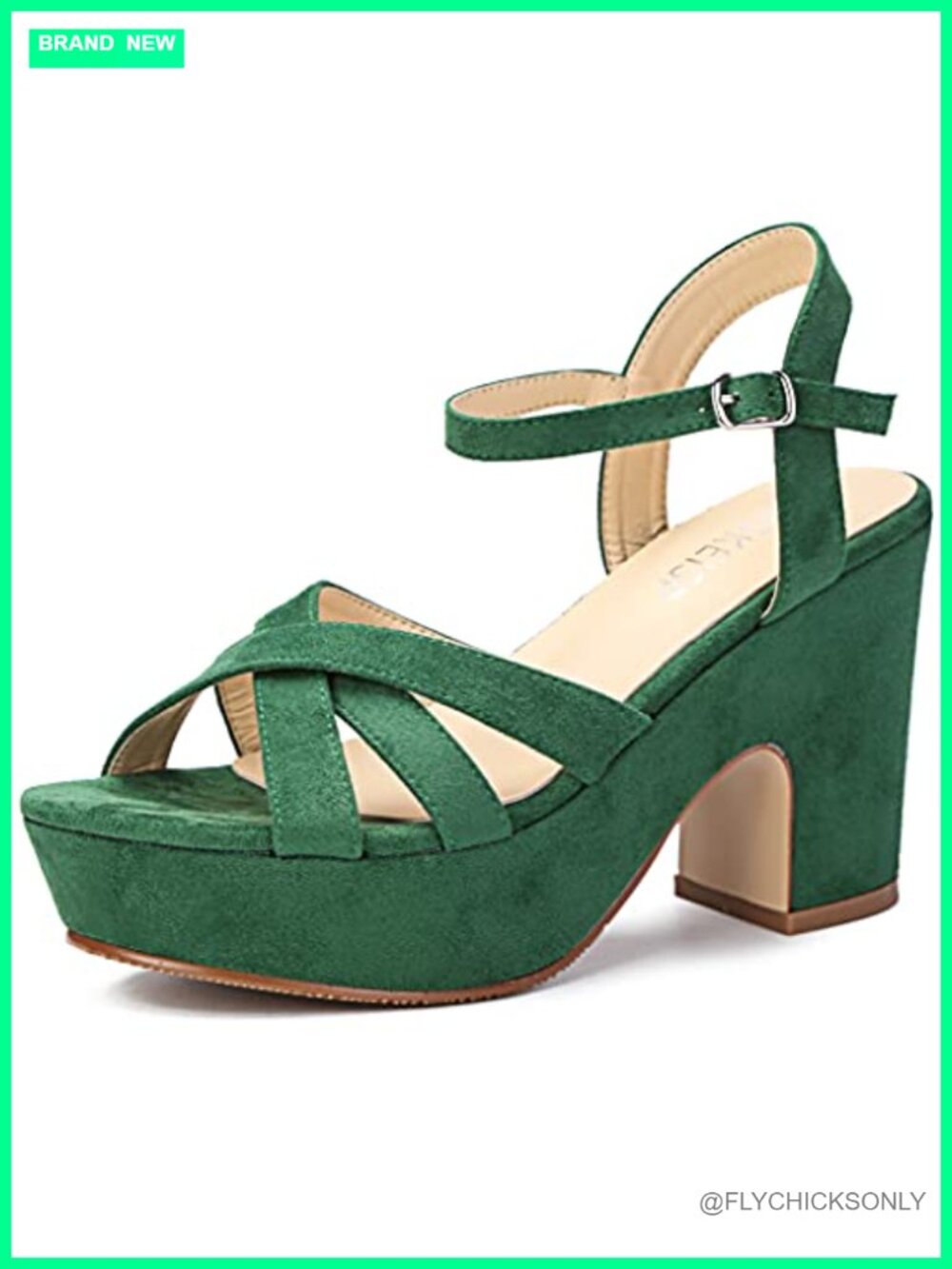 Platform Heels Wedge Sandal Ankle Strap Block Heel Suede Sandals